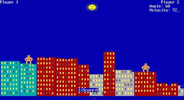 QBasic Gorillas Throwing Bananas